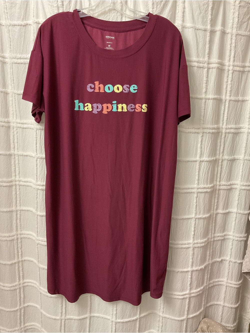 Sonoma Wine Short Sleeve Tee Dress with Multicolor 'choose happiness' Graphic